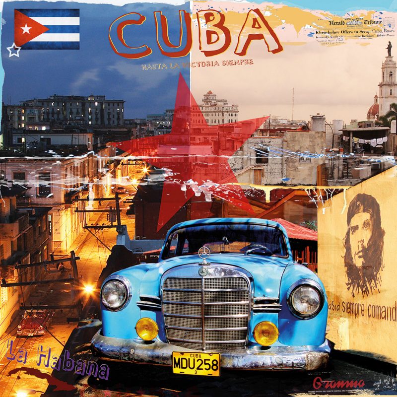 burkhard lohren – cubano style – la habana mercedes benz – 100 x 100 cm
